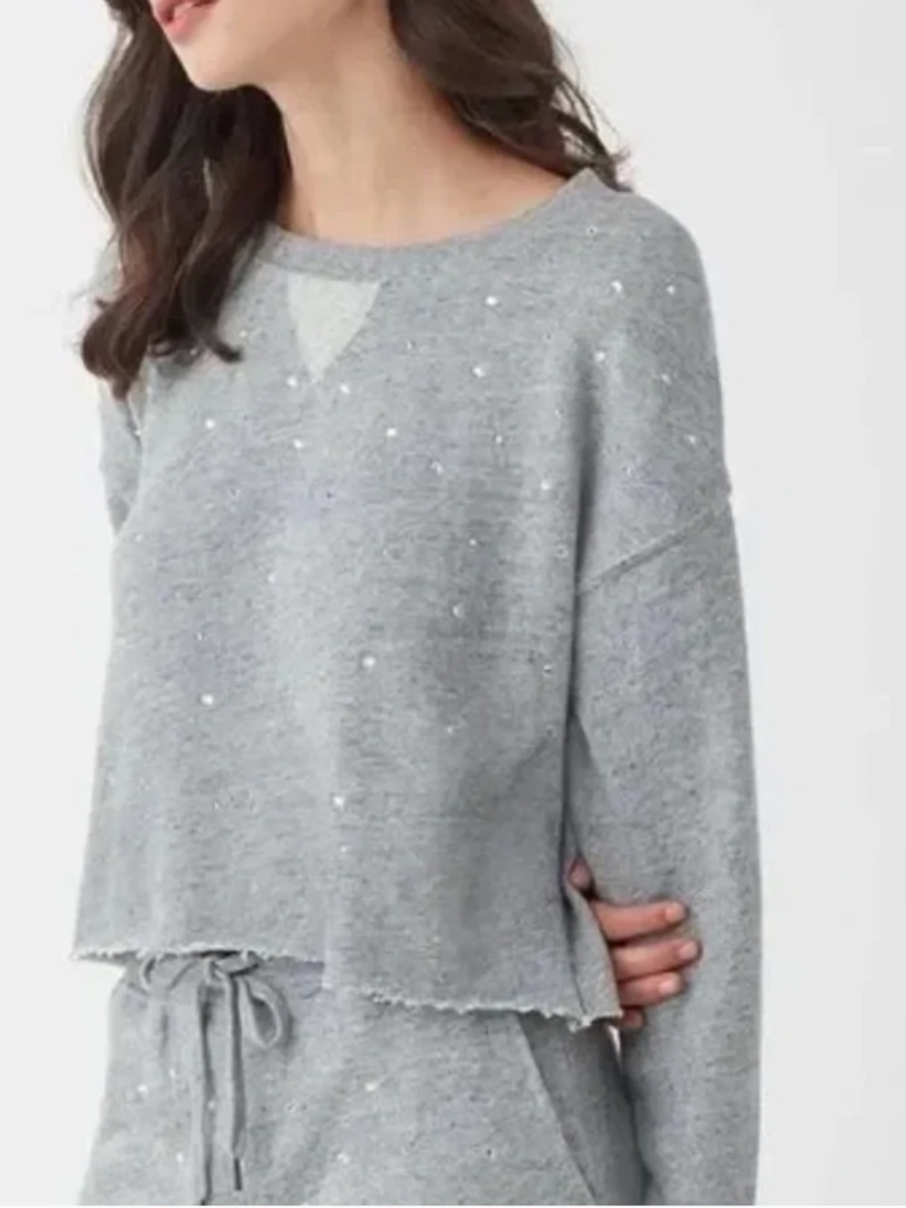 Splendid Electra Cropped Rhinestone Marathon Sweatshirt